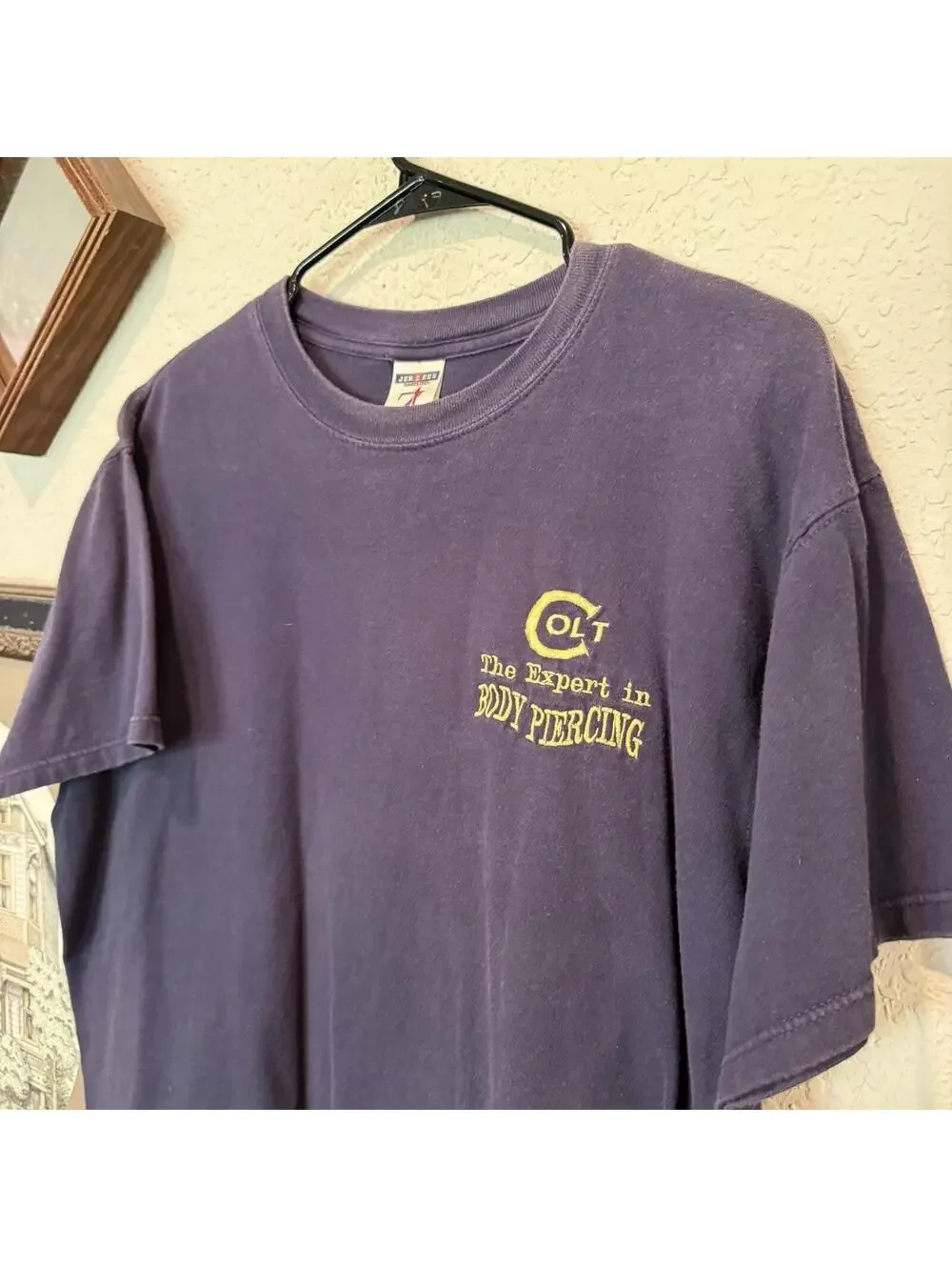 Vintage 80s/90s‎ RARE Colt Firearms Funny Body Piercing Men's Blue T-Shirt